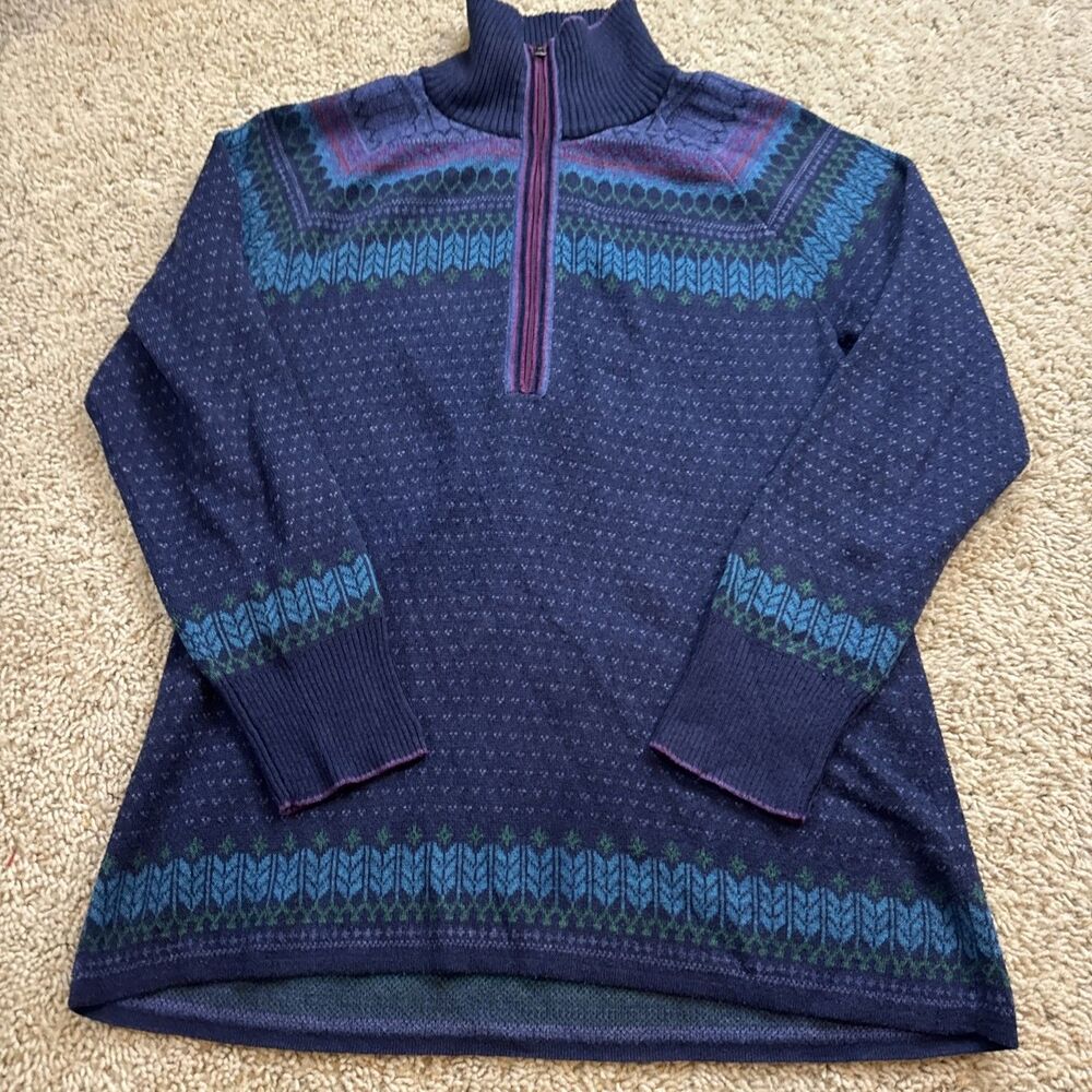 Eddie Bauer Sweater Size Large Women's Purple Blue 1/4 Zip